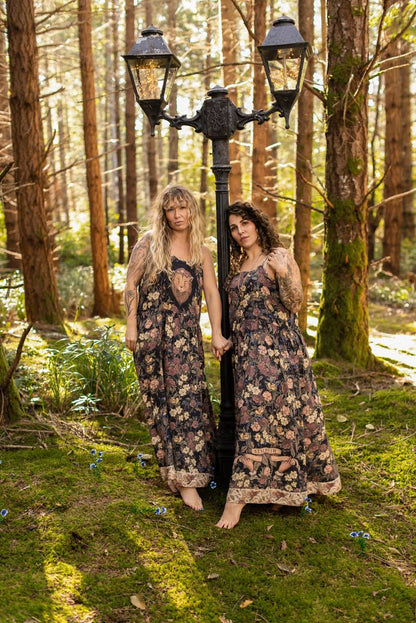 Lionheart Bohéme Slip Dress w/ botanicals & Narnia print